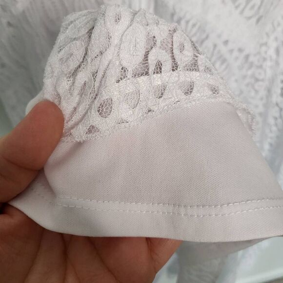 Rabbit Designs White Lace Asymmetrical Sleeveless Dress Size 18 - Picture 6 of 10